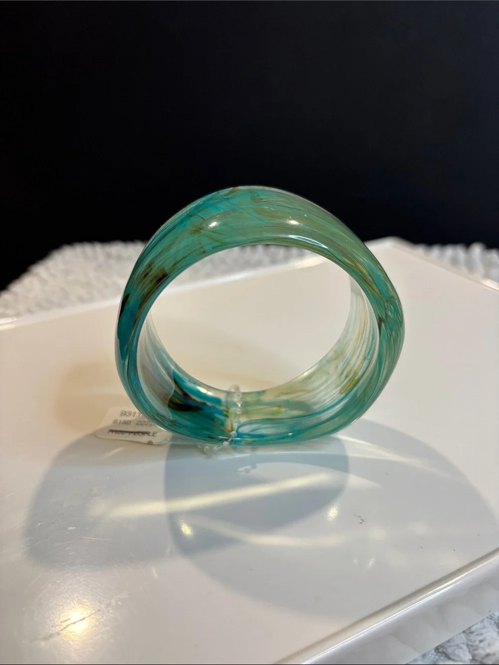 Free People Handmade Turquoise Swirl Resin Bangle Bracelet